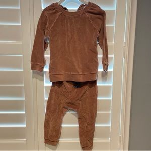 Buho Velour Knit Matching Set Copper Brown Size 18m